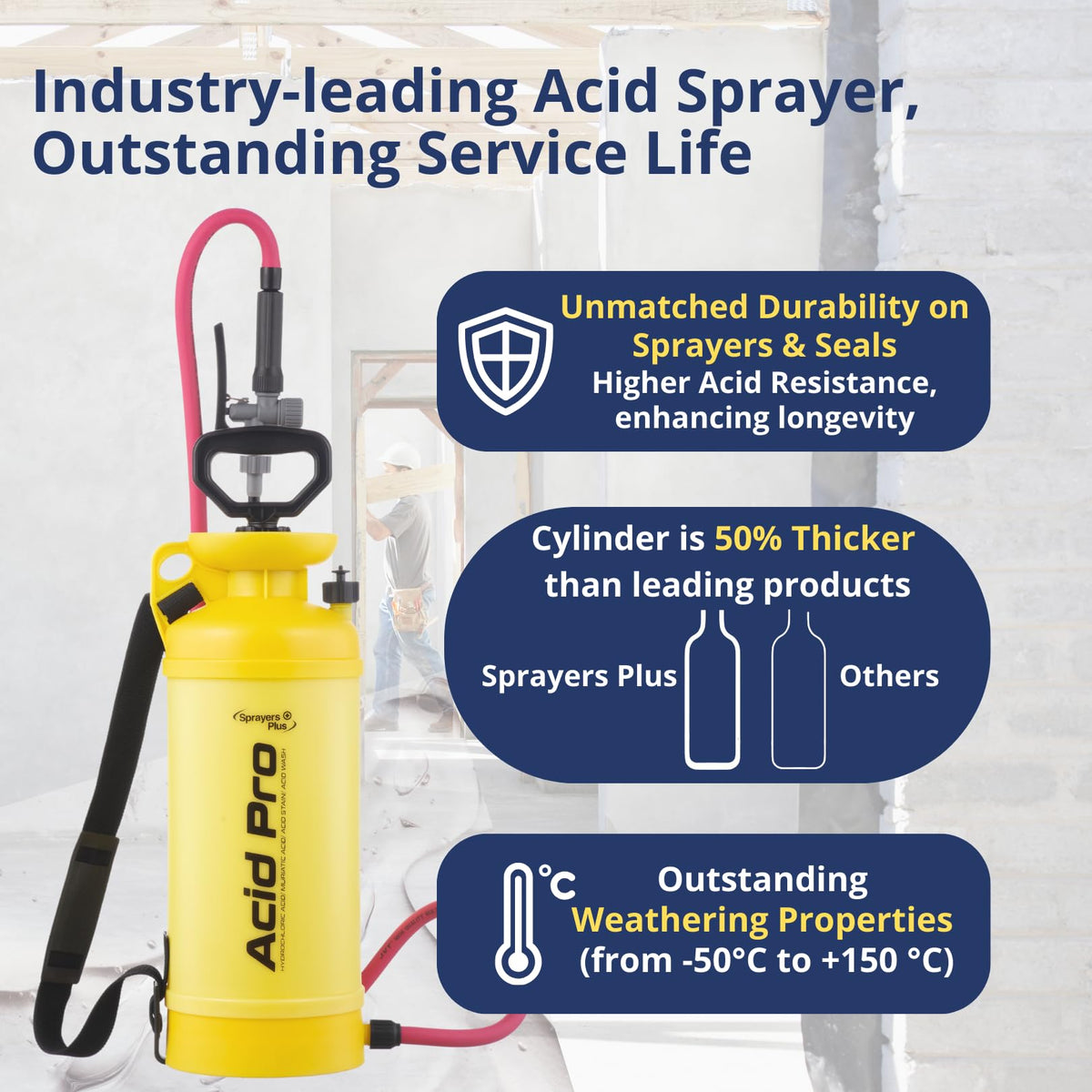 Sprayers Plus Acid Sprayer 2G 316 stainless steel core resists corrosion.