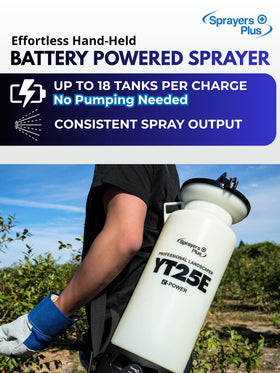 YT25E 2-gallon tank minimizes refills during extended lawn maintenance sessions