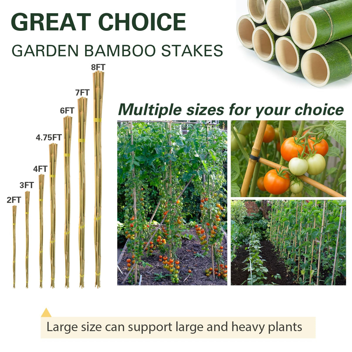 Sprigra bamboo stakes with plant ties ready for garden use