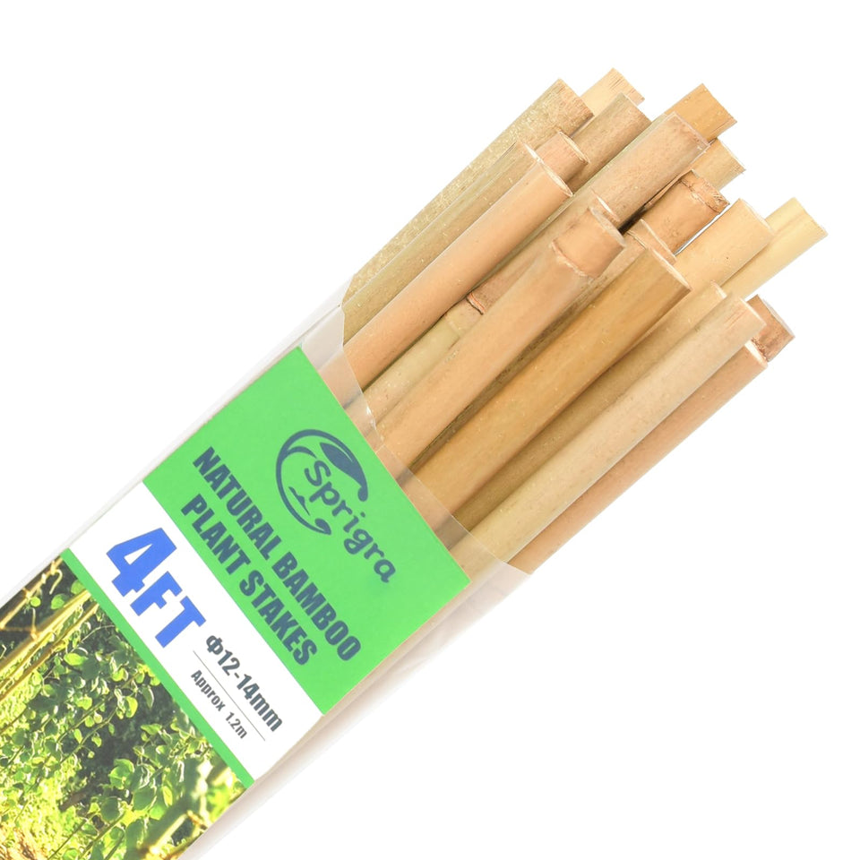 Sprigra bamboo stakes 4ft, 30pcs, sturdy garden support for vegetables.