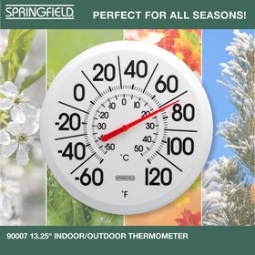 Large 2-degree increment scale on Springfield thermometer for quick checks.