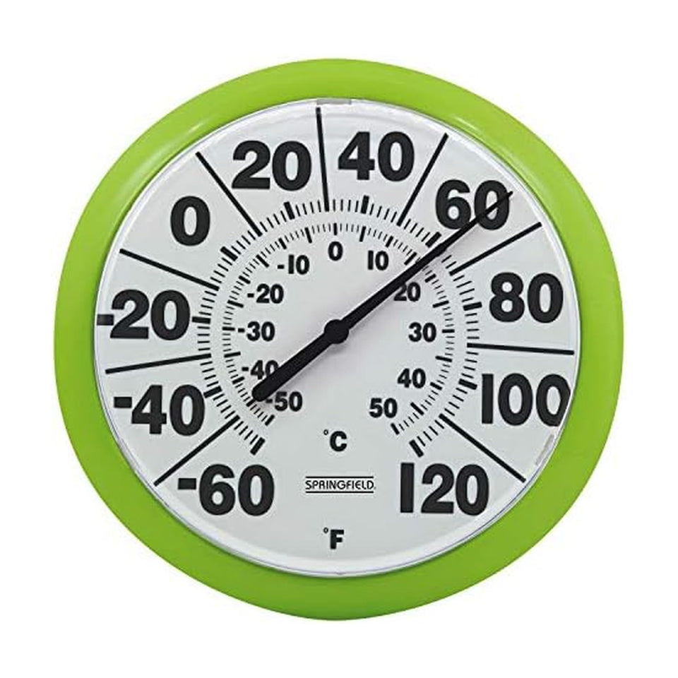 Springfield 8-inch dial thermometer for easy indoor and outdoor readings