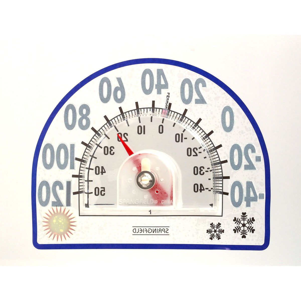 Springfield thermometer with blue dial for easy at-a-glance readings