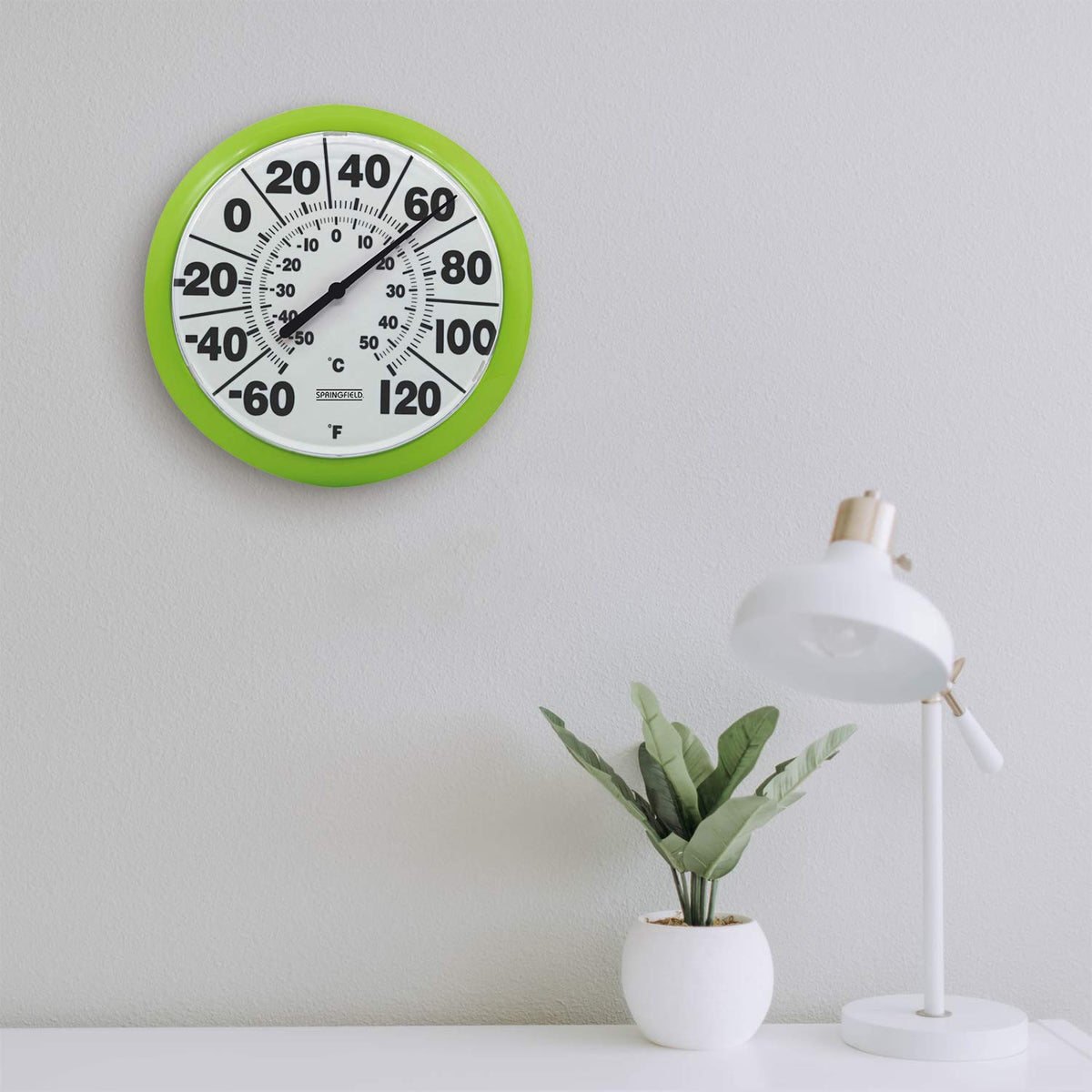 Springfield thermometer suited for patio, poolside, or indoor spaces