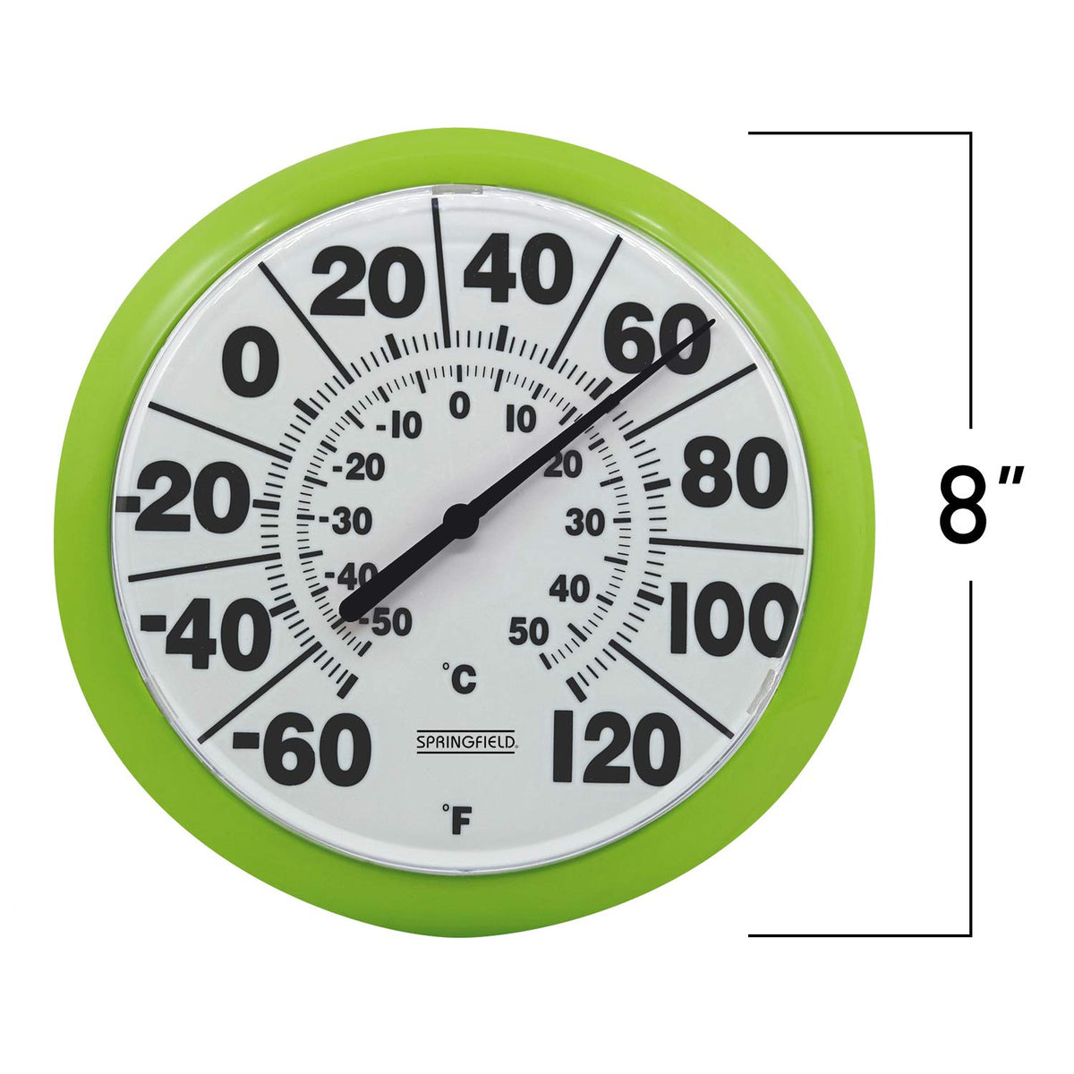 Springfield thermometer with protective lens for clear readings from afar