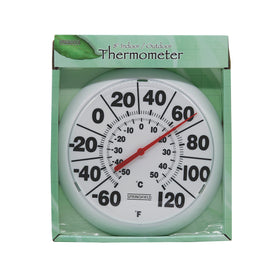 Springfield white-frame thermometer complements any room or outdoor decor.