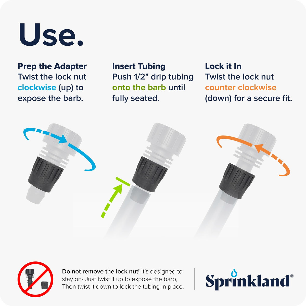 Sprinkland adapter shows washer seal for a watertight faucet connection.