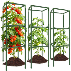 SprintGy 3-Pack Square Tomato Cages for sturdy 49-inch tomato support.