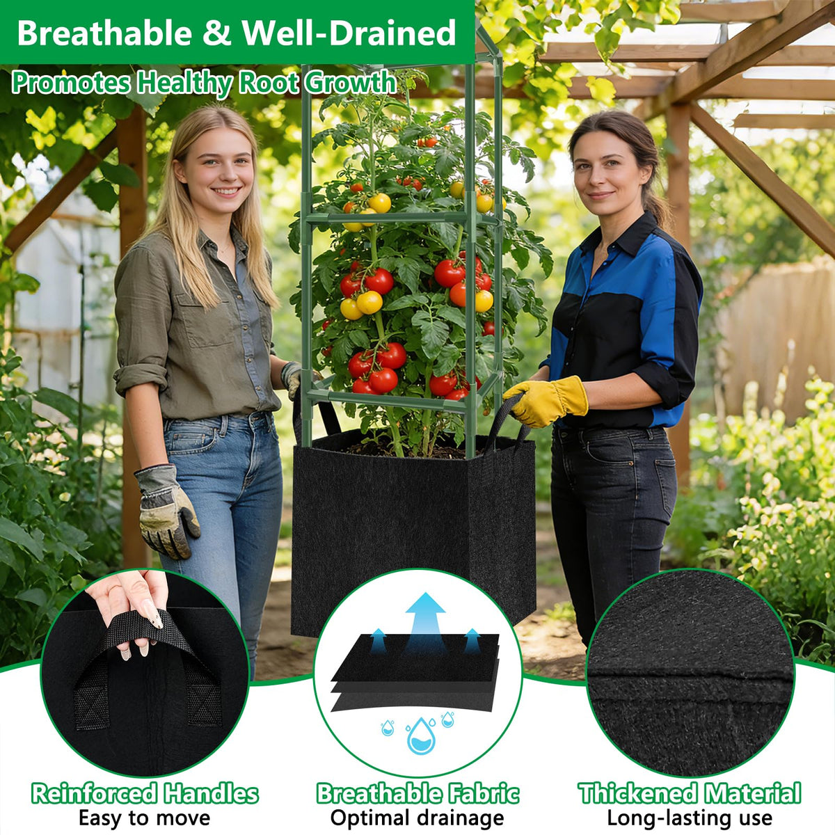 SprintGy 49-inch tomato trellis offers strong support for heavy fruits.
