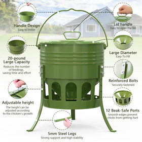 SprintGy feeder with lid and handle, easy transport and weather protection.