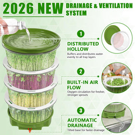 SprintGy drain hose system demonstrates effortless rinsing and drainage for clean sprouts.