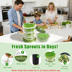 SprintGy seed trays suit broccoli, alfalfa, radish for hobby sprouts and meals.