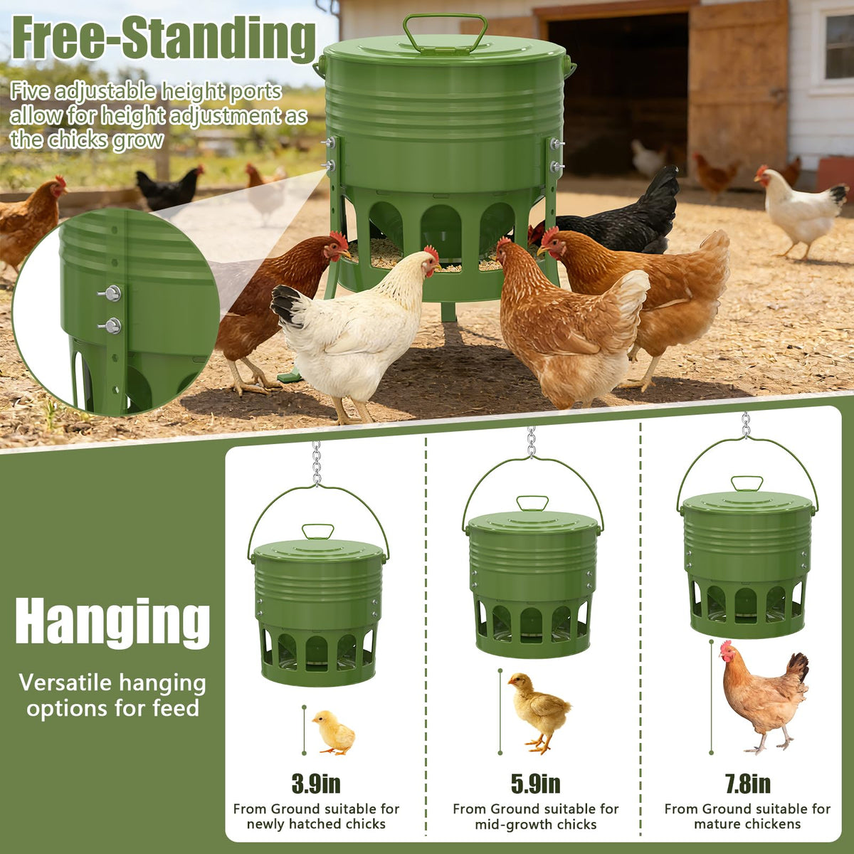 SprintGy spill-proof gravity feed reduces waste and keeps feed clean.