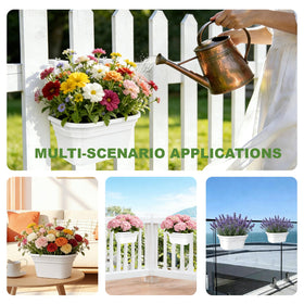 SprintGy white fence post planter adds color and charm to decks and gardens.