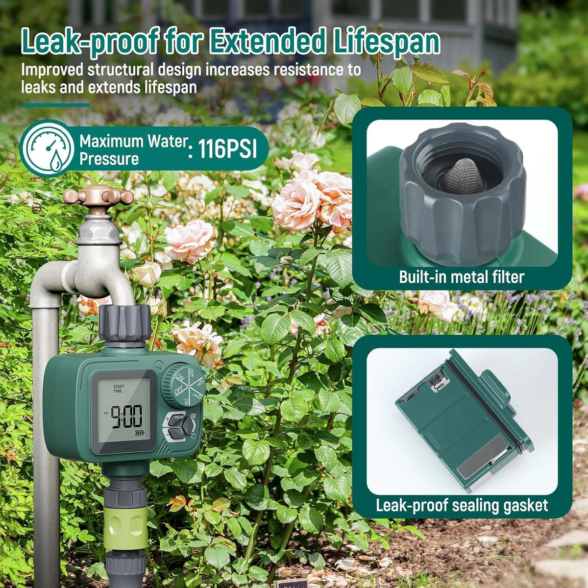 Sprobil leak-proof gasket prevents debris entry for reliable watering