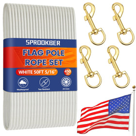 Sprookber 50ft flagpole rope kit close-up showing durable nylon rope