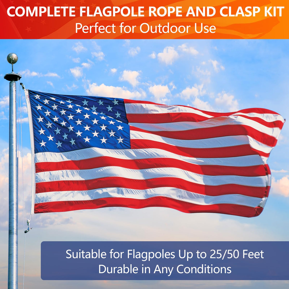 Sprookber outdoor flagpole replacement kit for year-round reliability