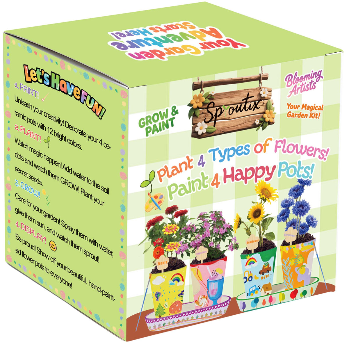 Sproutix ceramic pots with saucers on display, ideal for surface-protecting crafts.
