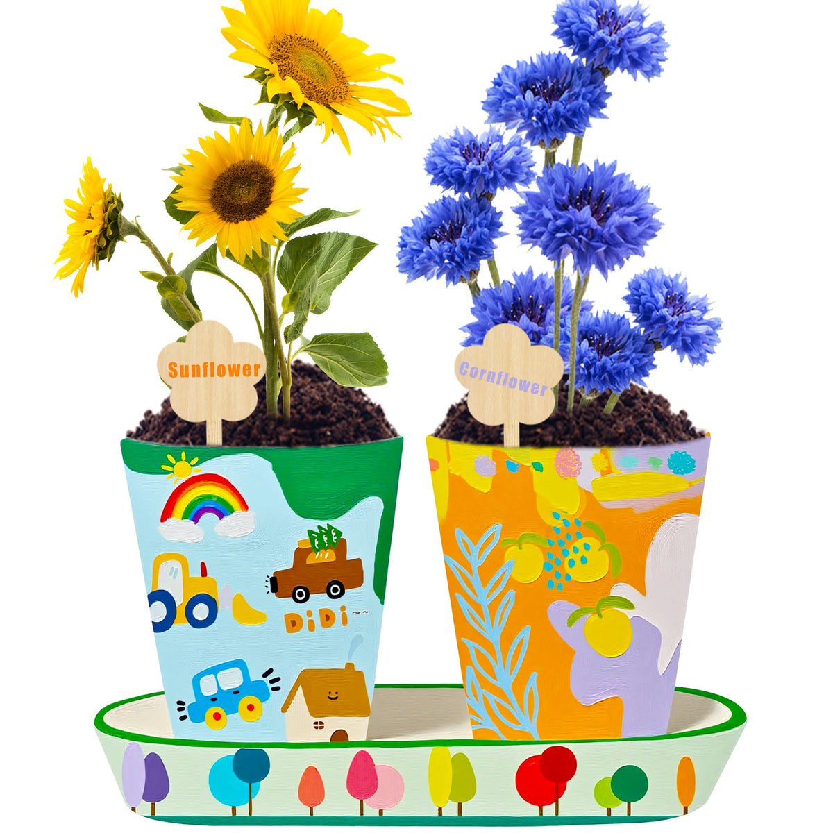 Sproutix 12-color acrylic paints with palette and brushes shown.