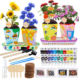 Sproutix Paint & Plant kit pot painting close-up, perfect for kids' creative learning.