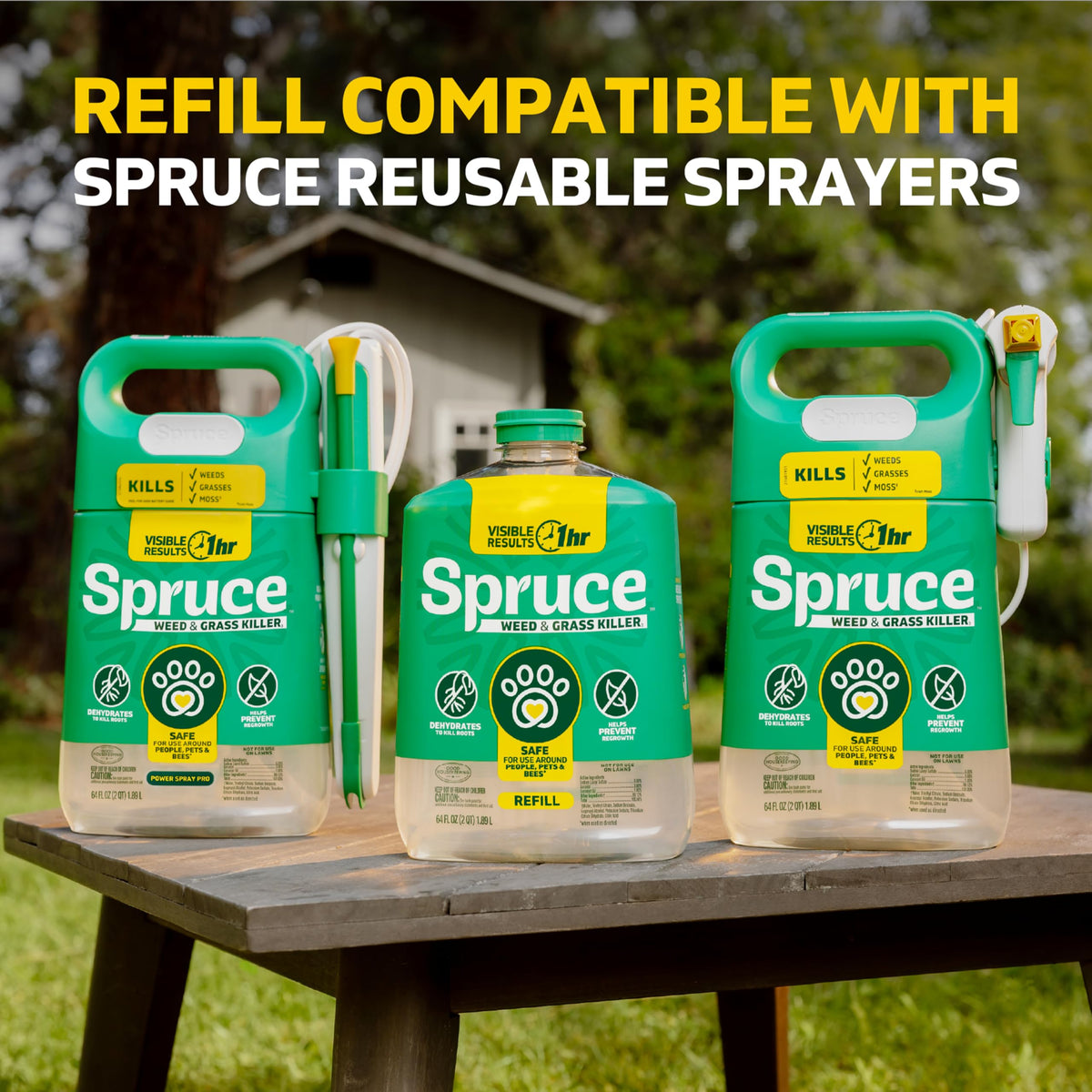 Spruce refill label front for quick identification during gardening.