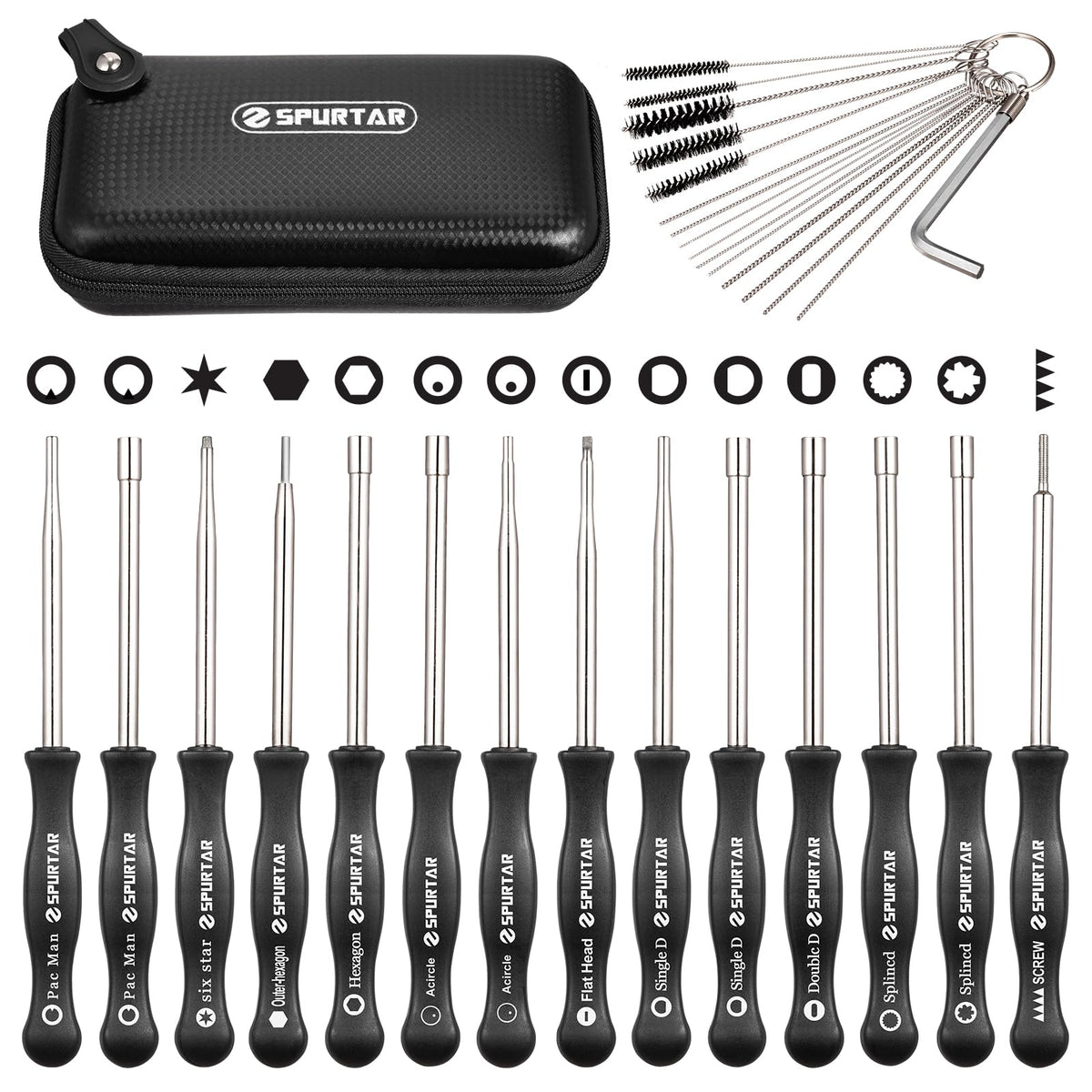 Spurtar 14-piece carburetor tool kit case for organized maintenance.