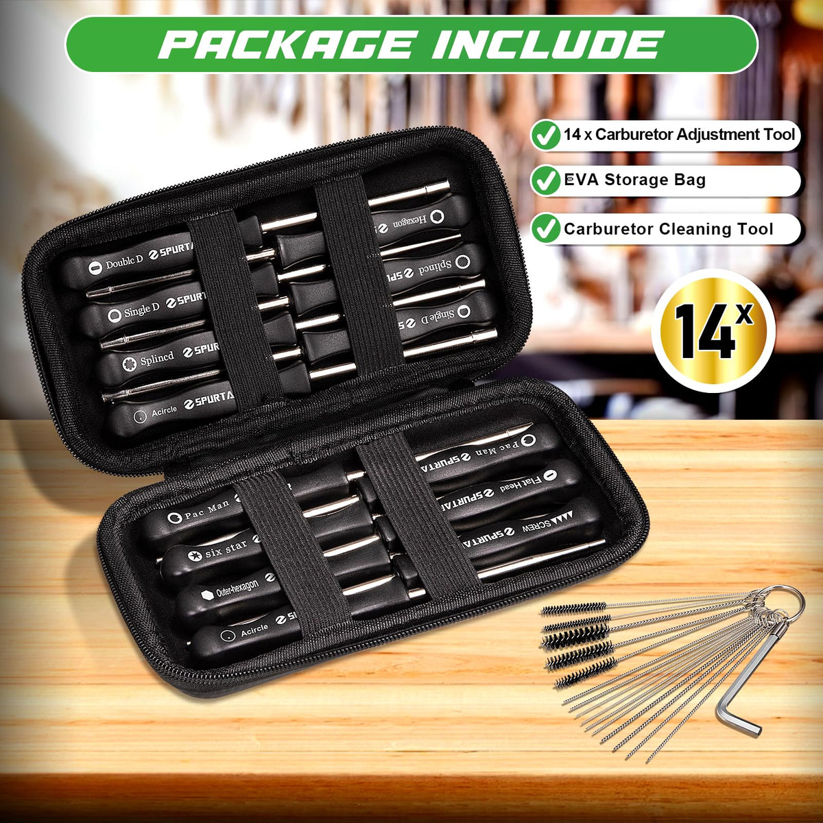 Spurtar carrying case with tools for on-site carb maintenance.