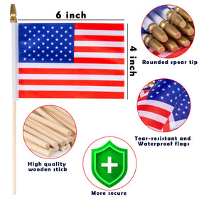 SPXKD patriotic on-stick flags ideal for Fourth of July celebrations and classrooms.
