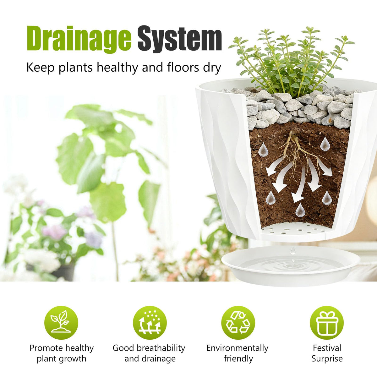 SQKH 3D corrugated design planter adds contemporary style to home gardens