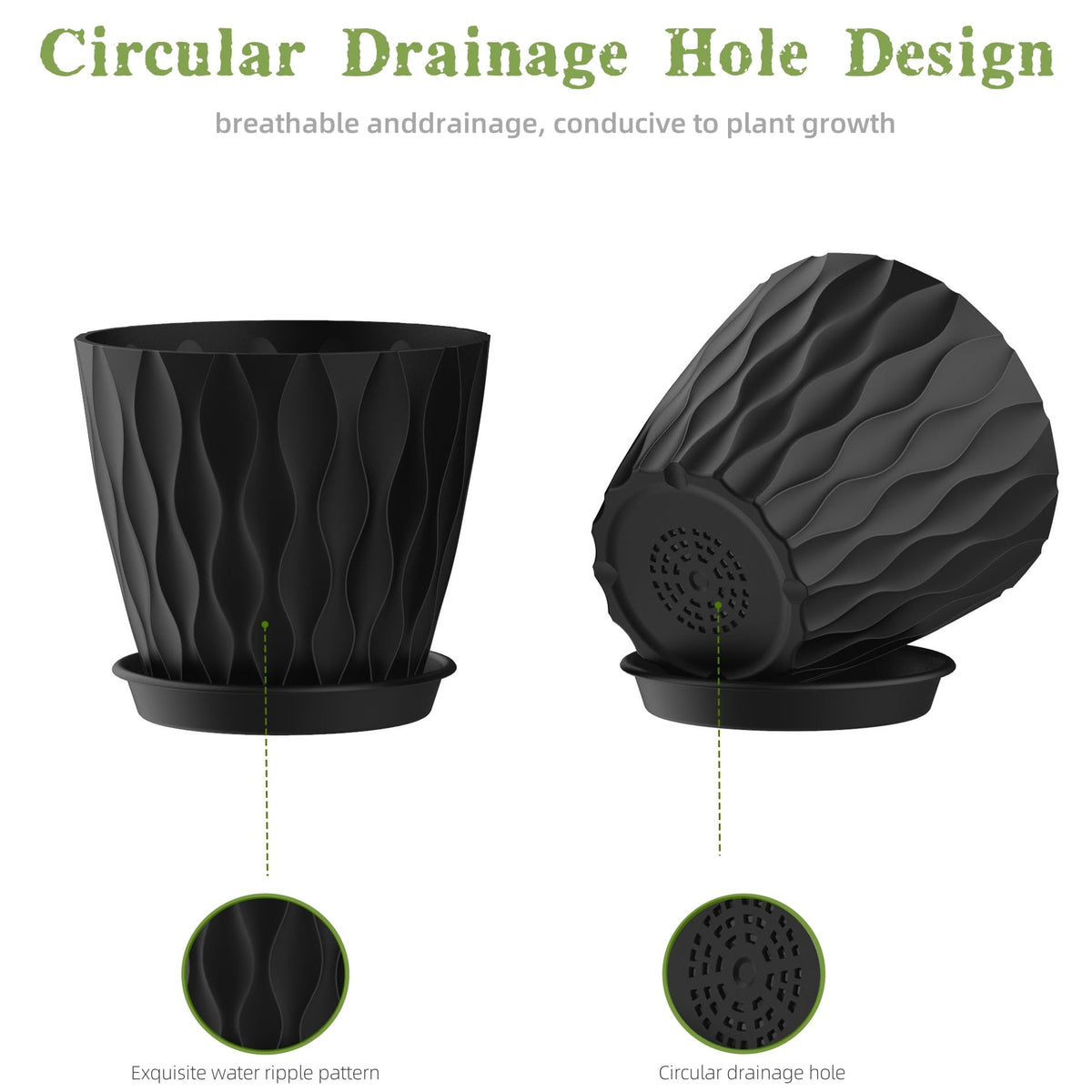 SQKH 4-inch pot with attached tray catches excess water easily.