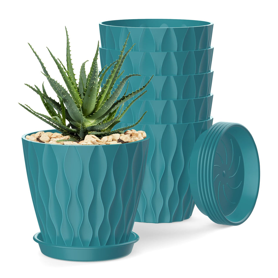 SQKH 4-inch plant pot with drainage holes and tray, ideal for orchids and herbs.