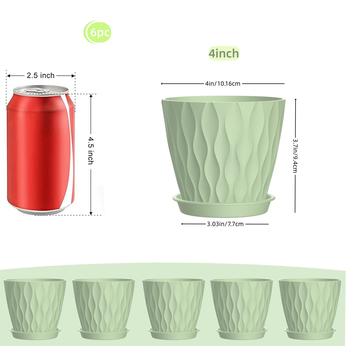 SQKH 6-pack indoor plant pots set for orchids and succulents on a desk