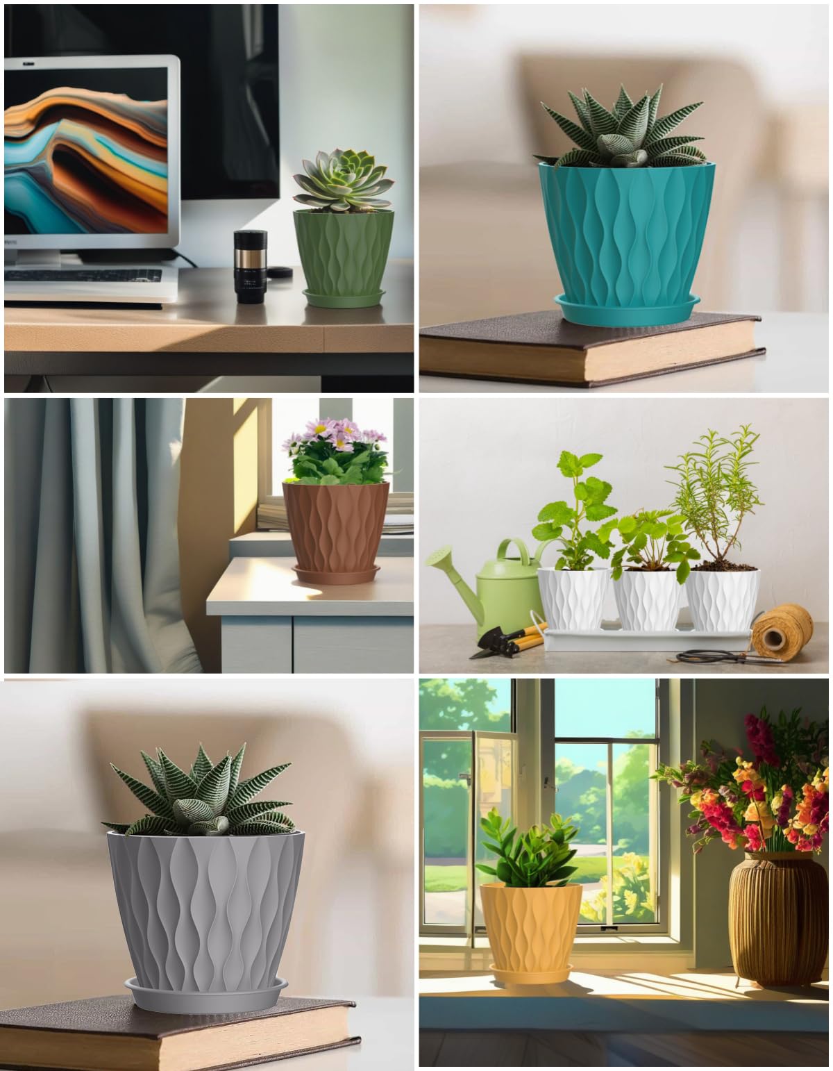 SQKH 6inch pot indoor garden setup for versatile plant display