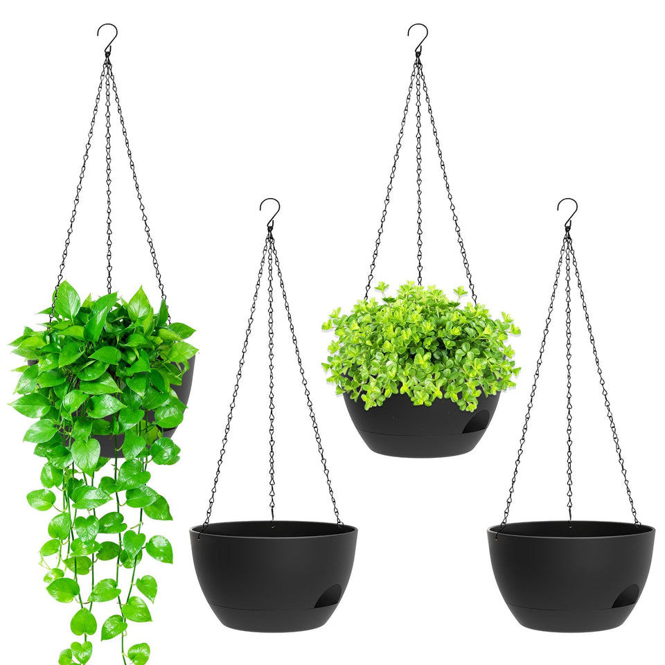 SQKH 8-inch hanging planter with self-watering basket keeps roots hydrated indoors
