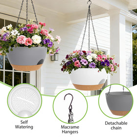 SQKH 8-inch hanging planter with water storage compartment for two-week moisture.