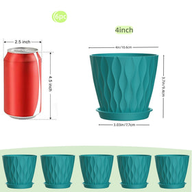 SQKH blue-green 4-inch pot collection, perfect for succulents and small indoor plants.