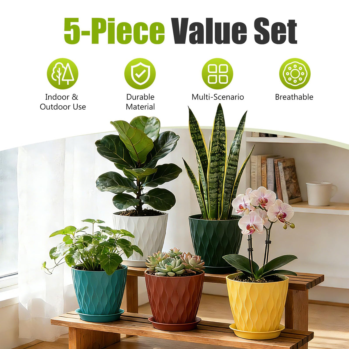 SQKH colorful plastic planter ideal for indoor decor