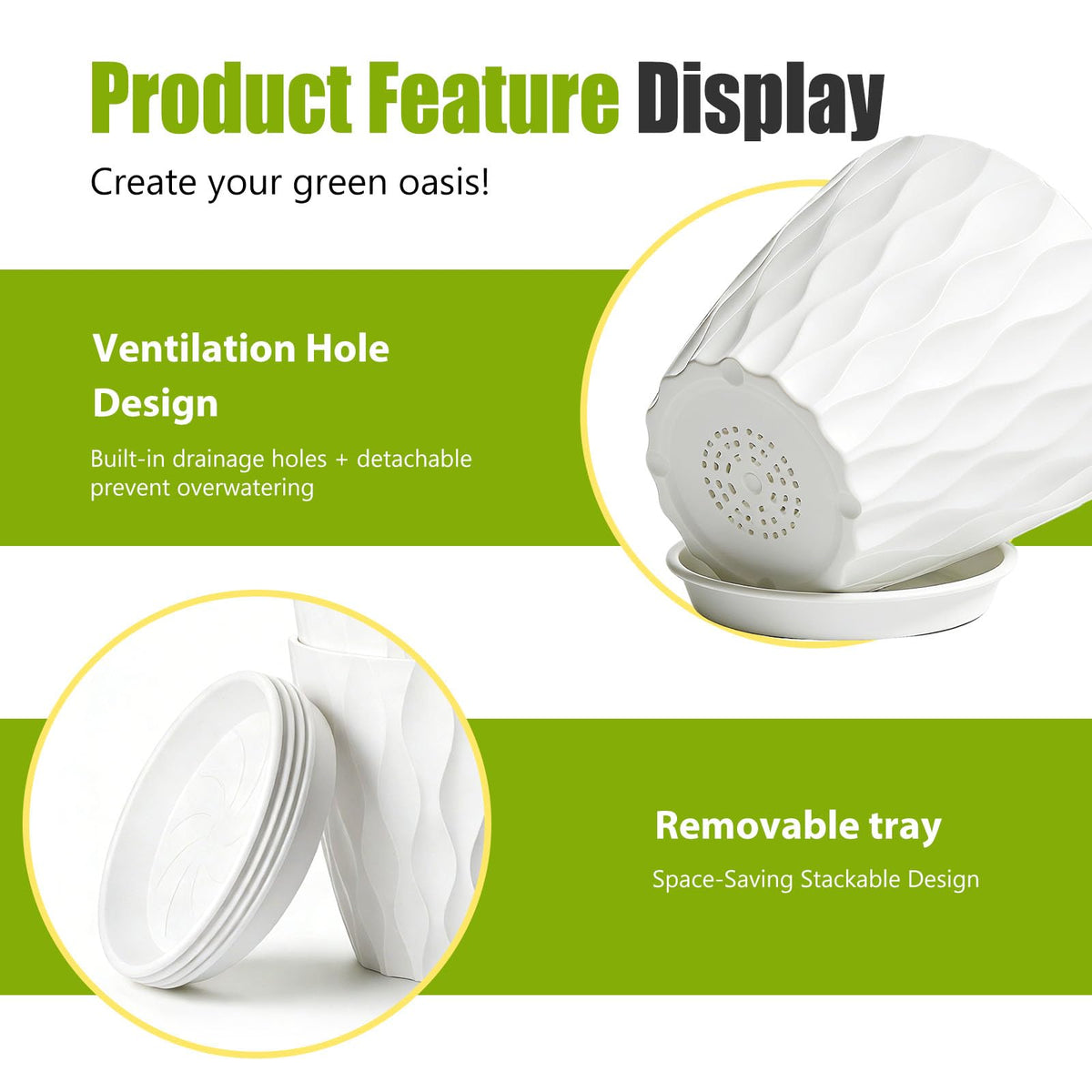 SQKH five-piece planter set ideal for herbs and succulents
