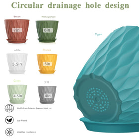 SQKH plant pot 5.5-inch with tray features modern matte finish.