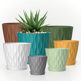 SQKH plant pot 7-inch with tray for easy drainage and display.