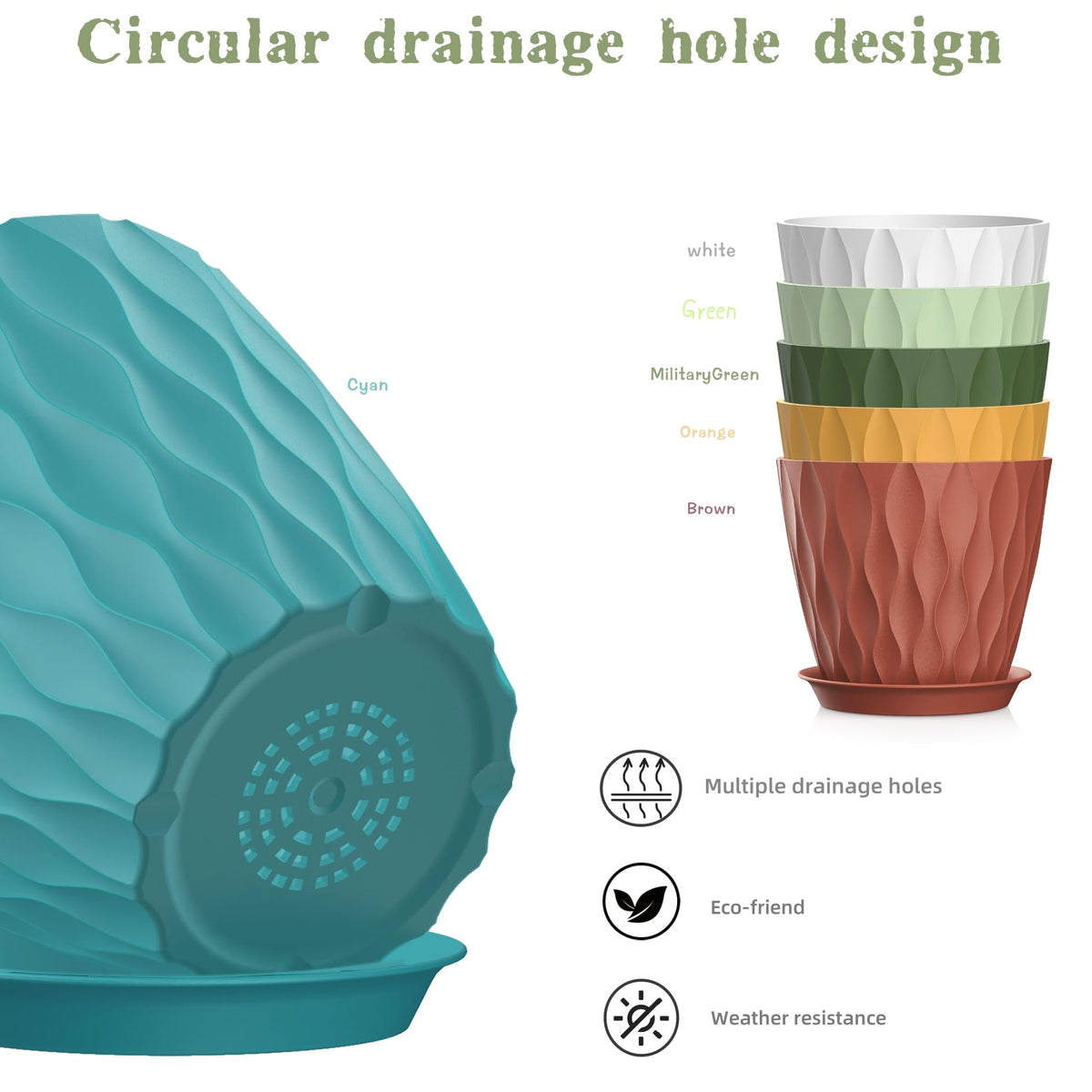 SQKH planter pot with drainage holes promotes healthy root airflow.