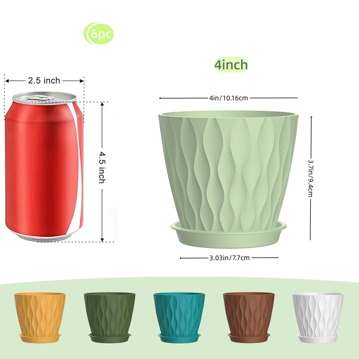 Attached tray catches water and soil for SQKH 4-inch pots