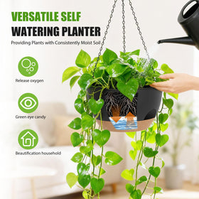 SQKH self-watering hanging planters with drainage holes for healthy plant roots