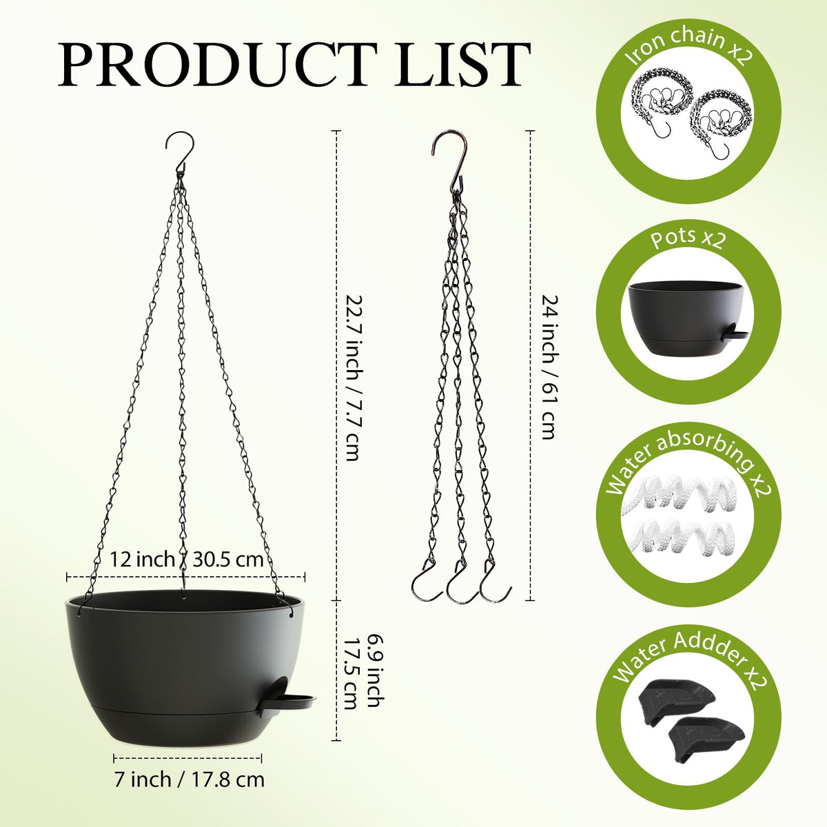 SQKH self-watering hanging planter with removable saucer aids moisture management.