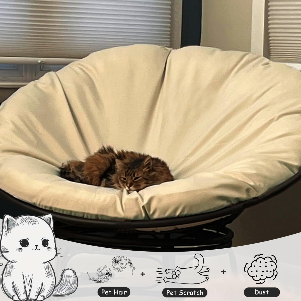 Sqodok Papasan beige cover featuring durable zipper for quick on/off