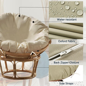 Sqodok Papasan cushion cover water-resistant finish suited for outdoor use.