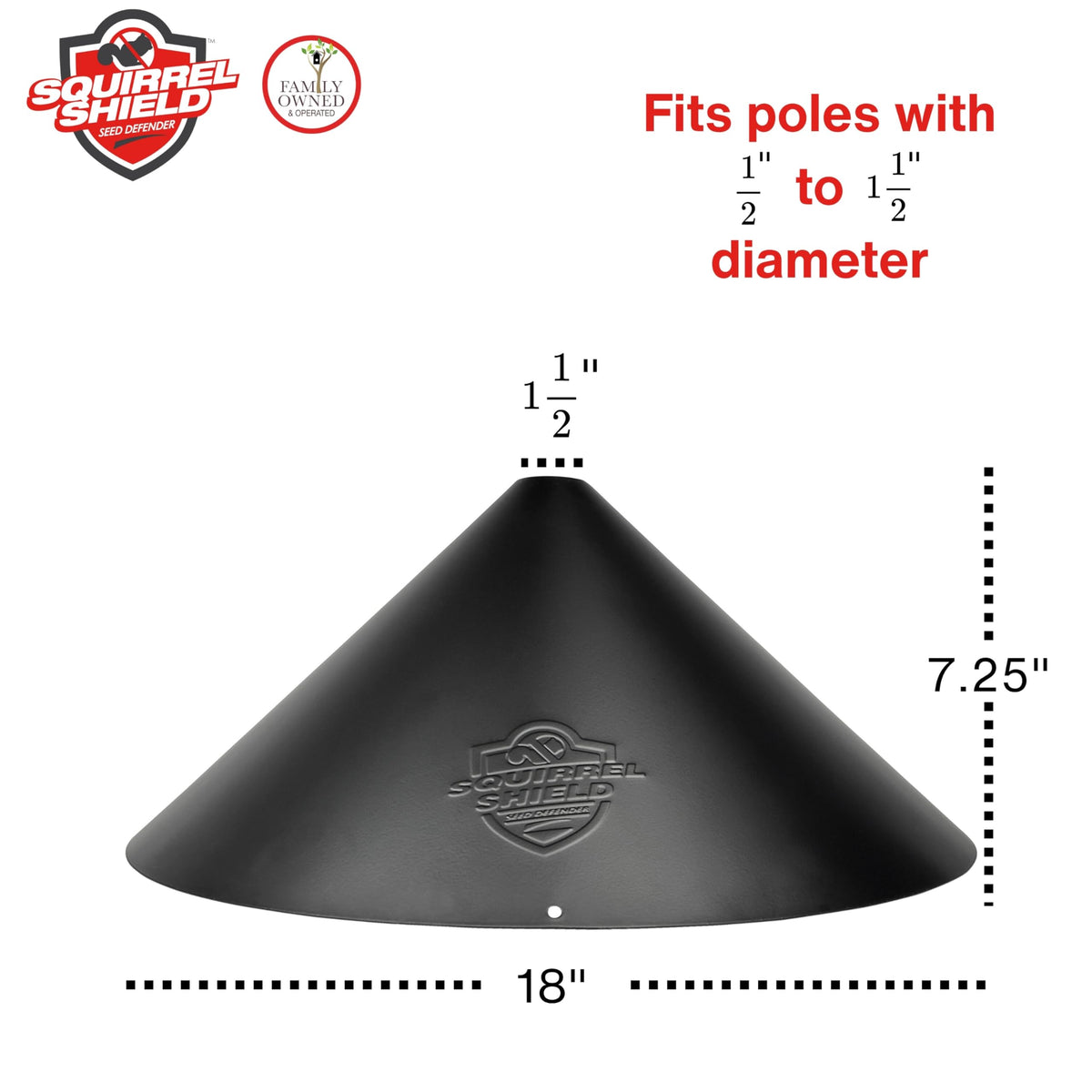 Squirrel Shield 18-inch baffle dome close-up showing durable, weather-ready design