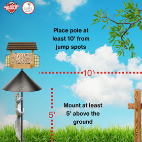 Squirrel Shield 18-inch baffle blocks squirrels and allows bird access to seed