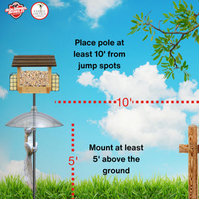 Squirrel Shield universal fit for poles from three-quarter to one-and-a-quarter inch.