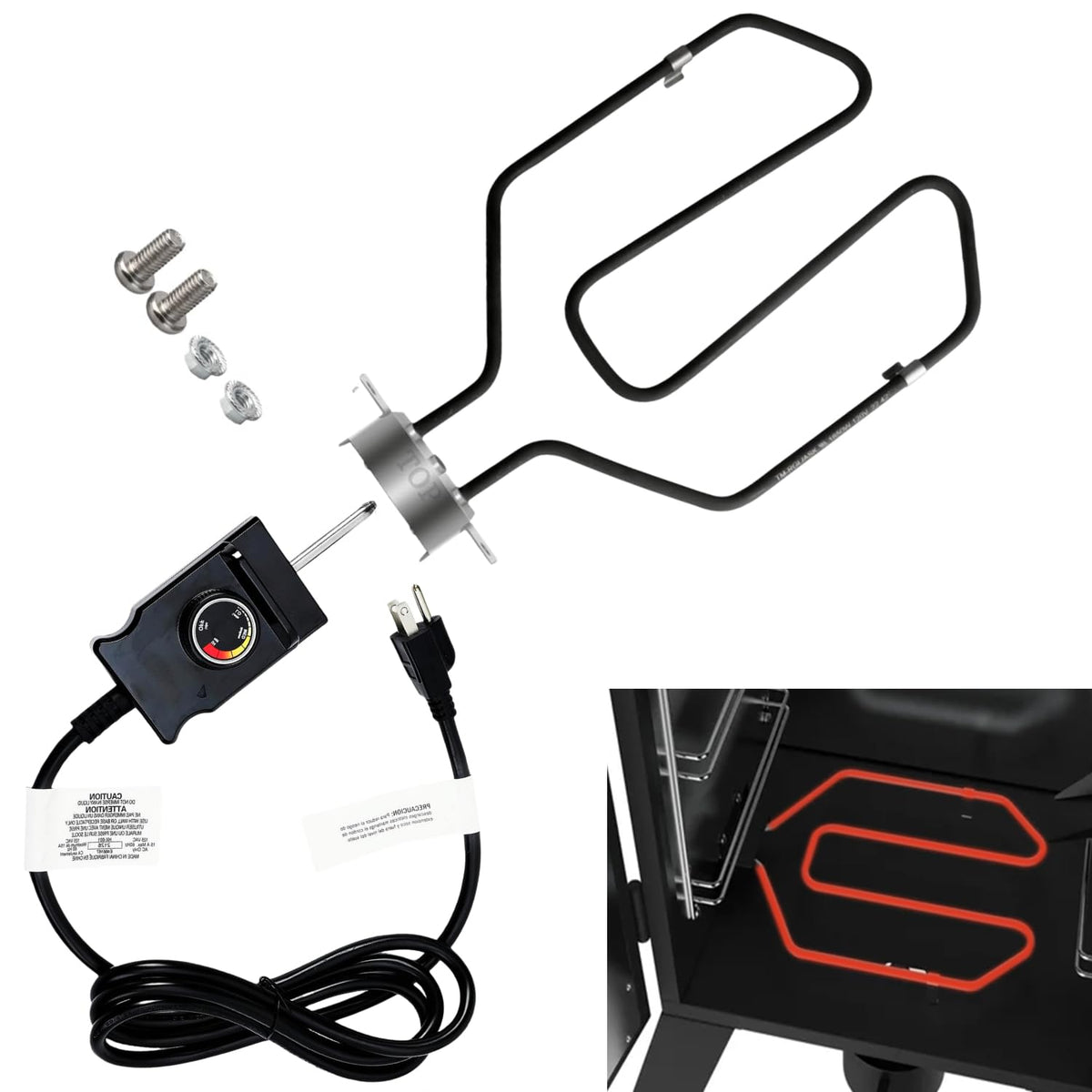 Squirrel Wood Artware 1650W heating element enables faster, steadier smoker temps.